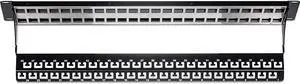 SA  48-Port Blank Keystone Shielded 2U HD Patch Panel, 2U 19” Metal Rackmount Housing, Network Management Panel