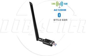 SA USB 3.0 Bluetooth 5.0 WiFi adapter AC 1200Mbps, 1300Mbps suitable for PC, wireless Wi-Fi dongle dual-band 2.4G / 5.8G with antenna support, Windows 10 / 8.1 / 7 / XP / Vista / Mac OS