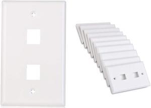 SA 10-Pack Low Profile 2-Port Keystone Jack Wall Plate in White