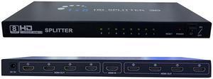 SA HDMI Splitter - 8-Port - 3D 1080P - HDMI Splitter 1 In 8 Out - 8 Way HDMI Splitter - HDMI Port Splitter -For PS 3/4, Xbox, HDTVs, projectors, PC monitors,Blu-ray DVD player