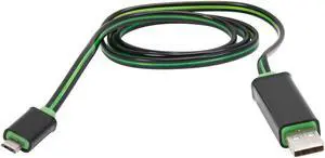 SA U2MICRO-F3KG Black w/Green light Visible Flowing LED Green Light Micro USB Sync data charging Cable