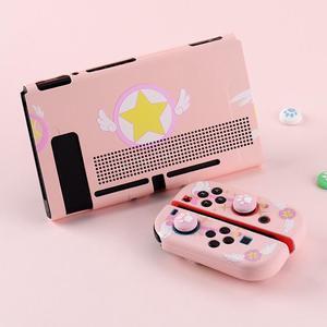 SA Elegant Dockable Protective Dockable Case for Nintendo Switch - Handheld Grip Protector Cover - Include Thumb Grip Caps(Pink)
