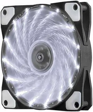 SA 120mm PC Cooling Computer 16dB Ultra Silent 15 LEDs Case Fan Heatsink Cooler Cooling w/ Anti-Vibration Rubber, 120mm Fan,12VDC, Molex 4pin, White LED Lights