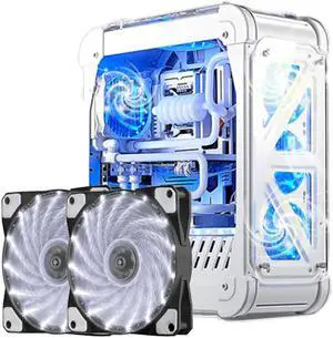 SA 120mm PC Cooling Computer 16dB Ultra Silent 15 LEDs Case Fan Heatsink Cooler Cooling w/ Anti-Vibration Rubber, 120mm Fan,12VDC, Molex 4pin, White LED Lights (2pcs)
