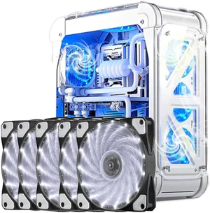 SA 120mm PC Cooling Computer 16dB Ultra Silent 15 LEDs Case Fan Heatsink Cooler Cooling w/ Anti-Vibration Rubber, 120mm Fan,12VDC, Molex 4pin, White LED Lights (5pcs) SA 120mm PC Cooling Computer 16dB Ultra Silent 15 LEDs Case Fan Heatsink Cooler Cooling w/ Anti-Vibration Rubber, 120mm Fan,12VDC, Molex 4pin, White LED Lights (5pcs)