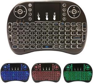 Rainbow LED Backlit Mini Wireless Keyboard with Touchpad Mouse 2.4GHz QWERTY Keyboard for Raspberry Pi, Smart TV, Xbox 360, PS5,PS4, iOS, Android, Windows PC,Car TV,HTPC,Network player