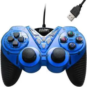 Wired Vibration Gamepad PC USB Controller Joystick Game Handle(Blue)