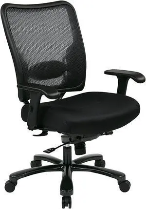 Space Seating 75 Series Air Grid Big and Tall Deluxe Ergonomic Office Chair with Thick Padded Seat and 400 lb. Limit, Black, Mid-Back