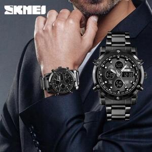 Masculino Luxury Fashion Watch Wristwatches Quartz Countdown Clock Digital Relogio Watch Man Resistant Multifunction Water Men's SKMEI-black