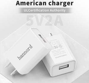 USB Wall Charger, Hannord 2-Pack 5V 2A Power Adapter Universal Travel Charger USB Plug Cell Phone Charger Block Cube Compatible with iPhone, iPad, Google Nexus, Samsung, LG, HTC, Moto, Kindle (White)