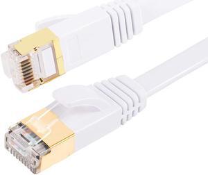 Hannord Cat 7 Flat Ethernet Cable 10 Gigabit Computer Network Cord for Xbox PS4 Modem Router Networking Switch (White, 15M/50ft.)