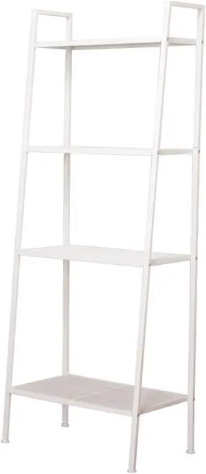 Hannord Metal 4 Shelf Bookcase, Multifunctional Ladder-Shaped Plant Flower Stand Rack Bookrack Storage Shelves, Widen 4 Tiers Bookshelf, White