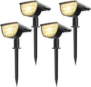 Hannord 32 LED Solar Landscape Spotlights, Wireless Waterproof Solar Landscaping Spotlights Outdoor Solar Powered Wall Lights for Yard Garden Driveway Porch Walkway Pool Patio- Warm White(4 Pack)