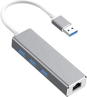 USB 3.0 to Ethernet Adapter,Hannord 3-Port USB 3.0 Hub with RJ45 10/100/1000 Gigabit Ethernet Adapter Support Windows 10,8.1,Mac OS, Surface Pro,Linux,Chromebook and More