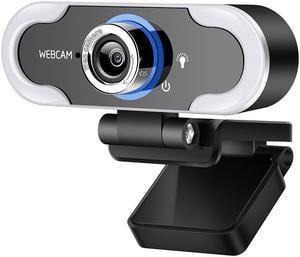 Hannord Webcam 1080 HD Live Streaming Webcam with Light Stereo Microphone, Video Web Camera for Online Class/Zoom Meeting/Skype Calls/Facetime, PC/Mac/Laptop/Desktop