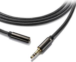 Hannord 3.5mm Male to Female Stereo Audio Extension Cable [Hi-Fi Sound] [Gold Plated Jack] Nylon-Braided AUX Extension Cord Adapter Compatible with iPhone iPad Smartphone Tablets Media Players, 6.6FT