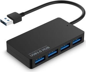 4-Port USB 3.0 Hub, USB Ultra Slim Data Hub Adapter, Compatible for MacBook Air, Mac Mini, iMac Pro, Microsoft Surface, Ultrabooks,PC, Laptop and Other USB Devices, USB Splitter(Black)