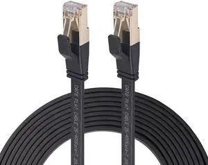 Cat 8 Ethernet Cable 50ft, Hannord Cat8 Flat Internet Cable, RJ45 High Speed Gaming Patch Cord, White Network LAN Cable, 40Gbps, 2000Mhz, Weatherproof for Xbox, POE, PS4, Switch, Modem, Router