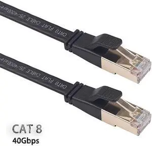 Cat 8 Ethernet Cable 3.3 Ft, High Speed 40Gbps Flat Internet Network LAN Cable,Faster Than Cat7/Cat6/Cat5, Durable Patch Cord with Gold Plated RJ45 Connector for Xbox,PS4,Router, Modem,Gaming,Hub