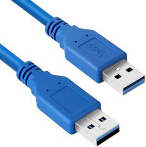 Hannord USB 3.0 A to A Cable Type A Male to Male Cable Cord for Data Transfer Hard Drive Enclosures Printers Modems Cameras (Blue, 1ft.)
