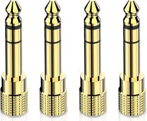 Hannord 6.35mm (1/4 inch) Male to 3.5mm (1/8 inch) Female Stereo Audio Adapter Converter for Guitar Headphones Amp , Gold Plated 2 Pack Hannord 6.35mm (1/4 inch) Male to 3.5mm (1/8 inch) Female Stereo Audio Adapter Converter for Guitar Headphones Amp , Gold Plated 2 Pack