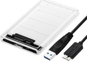 Hannord 2.5" Hard Drive Enclosure, USB 3.0 to SATA III Clear External HDD/SSD Enclosure - Optimized for 9.5mm 7mm 2.5" SSD, Tool Free UASP 2TB, Transparent Compatible with Windows, LINUX and Mac OS
