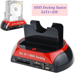 Dual Slots USB 2.0 to SATA IDE HDD Docking Station with Card Reader for 2.5 3.5 Inch IDE SATA Hard Drive