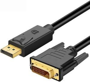 DisplayPort to DVI Adapter, Hannord Dp Display Port to DVI Converter Male to Male Gold-Plated Cord 6 Feet Black Cable for Lenovo, Dell, HP and Other Brand