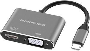 USB C to HDMI VGA Adapter,USB Type C to VGA HDMI Adapter Thunderbolt 3 VGA Adapter for MacBook Pro/iPad Pro /Air 2020 2019 2018,Dell XPS 13/15,Surface Pro, Galaxy S8/S9 (Grey)