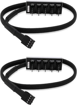 Hannord 4-Pin PWM Fan Power Supply Cable 1 to 5 Splitter 5 Way Hub PC Case Internal Motherboard Fan Power Extension Cable Cord Wire for ATX Computer Case 4-Pin and 3-Pin Cooling Fans (13 inch, 2 Pack)