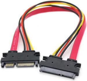 22-pin (7+15) Sata Male to Female Data and Power Combo Extension Cable - Slimline Sata Extension Cable M/f - 20 inches (50cm)