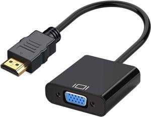 Hannord HDMI to VGA, Gold-Plated HDMI to VGA Adapter (Male to Female) for Computer, Desktop, Laptop, PC, Monitor, Projector, HDTV, Chromebook, Raspberry Pi, Roku, Xbox and More - Black