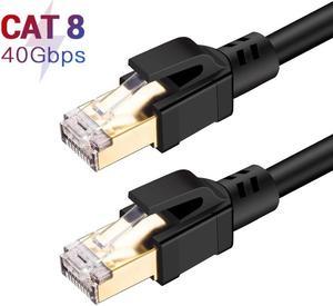 Cat8 Ethernet Cable, Outdoor&Indoor, 100 ft Heavy Duty High Speed 26AWG Cat8 LAN Network Cable 40Gbps, 2000Mhz with Gold Plated RJ45 Connector, Weatherproof S/FTP UV Resistant for Router/Gaming/Modem