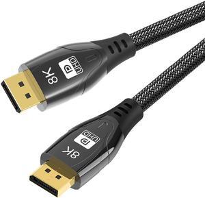 8K DisplayPort Cable 16.4FT, Hannord DP 1.4 Cable Nylon Braided Aluminum Alloy(4K@144Hz,8K@60Hz) High Speed 32.4Gbps HDCP 3D Computer Accessories Cable for Laptop PC TV etc-Gaming Monitor (Black)