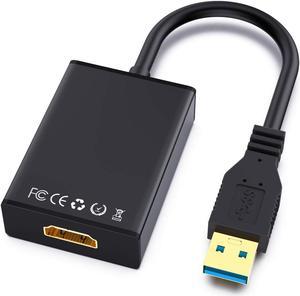USB to HDMI Adapter,Hannord USB 3.0/2.0 to HDMI 1080P Video Graphics Cable Converter with Audio for PC Laptop Projector HDTV Compatible with Windows XP 7/8/8.1/10[Mac OS not Supported] - Black