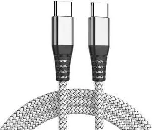 USB C to USB C Cable 60W, (2 Pack 4ft) Hannord Type C Fast Charging Cord Charger Compatible with Samsung Galaxy S22 S21 S20 Ultra Plus Note 20 10, Google Pixel 2/3/4 XL,iPad Air4, iPad Mini 6 (Silver)