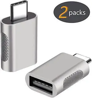 Hannord USB C to USB Adapter(2 Pack), USB-C to USB 3.0 Adapter,USB Type-C to USB,Thunderbolt 3 to USB Female Adapter OTG for MacBook Pro 2019,MacBook Air 2020,iPad Pro 2020 ,More Type-C Devices Silver