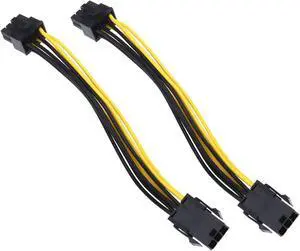 Hannord Pcie Cable, 6 Pin to 8 Pin PCI Express Power Converter Cable for GPU Video Card PCIE Power Adapter, 20cm / 7.87inch, 2-Pack