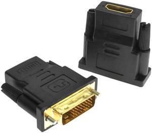 DVI to HDMI Adapter, Hannord Bidirectional DVI (DVI-D) to HDMI 1080P Male to Female Converter with Gold-Plated Cord 2 Pack (Black)