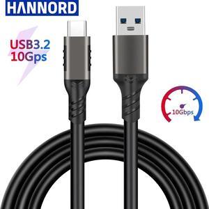 Hannord USB3.2 Type A to USB-C 10Gbps Cable, USB3.2 Gen 2 Type C Data Cable, 3A 60W PD Fast Charging Cable, Android Auto Cable, for Galaxy S23 S22 S21 Note 20, Pixel, iPad Pro, SSD - 3.3Feet, 1Pack