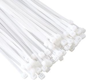 100pcs Cable Zip Ties Heavy Duty 6 Inch, Hannord Premium Plastic Wire Ties with 40 lbs Tensile Strength, Self-Locking Black Nylon Tie Wraps for Indoor and Outdoor (White)