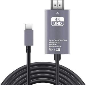 USB C to HDMI Cable, [4K, 30Hz] USB Type C to HDMI Cable for Home Office, [Thunderbolt 3/4 Compatible] for MacBook Pro/Air 2020, iPad Air 4, iPad Pro 2021, iMac, S23, XPS 17, and More-6.6ft Grey