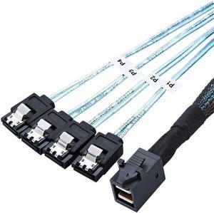 Hannord Internal HD Mini SAS (SFF-8643 Host) - 4X SATA (Target) Cable, Mini SAS to SATA Cable, SFF-8643 to 4X SATA Cable, SFF-8643 for Controller, 4 Sata Connect to Hard Drive, 1.64ft