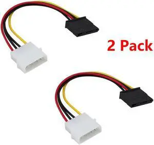 Hannord SATA Male to 4pin Molex Female Power Adapter Cable Serial ATA Extension Cable for 3.5 inches HDD/SSD/SD ROM (20cm) , 2 Packs