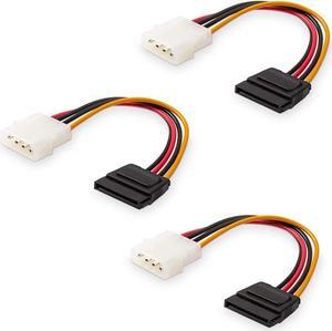 Hannord SATA Male to 4pin Molex Female Power Adapter Cable Serial ATA Extension Cable for 3.5 inches HDD/SSD/SD ROM (20cm), 3 Packs