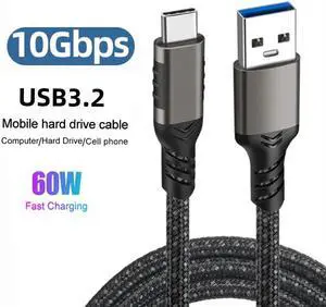 Hannord USB3.2 10Gbps Cable USB Type A to USB C 3.1/3.2 Gen2 Cable Data Transfer USB C SSD Hard Disk Cable 3A 60W QC 3.0 Fast Charging, 3.3 ft.