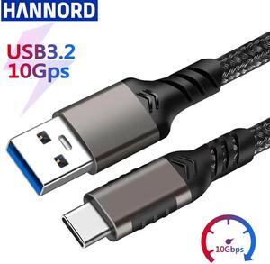 Hannord USB3.2 10Gbps Cable USB Type A to USB C 3.1/3.2 Gen2 Cable Data Transfer USB C SSD Hard Disk Cable 3A 60W QC 3.0 Fast Charging