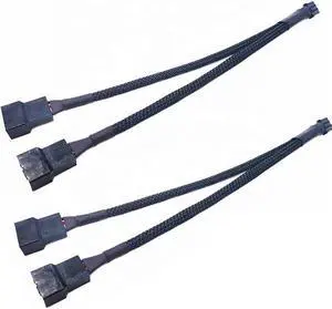 Hannord PWM Fan Splitter Cable 1 to 2 Converter, Black Case Fan Splitter Cable, Case Fan Power Duplicator Converter, Dual Case Fan Power Adapter, 10.6 inch (2 Pack)