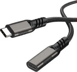 Hannord USB C Extension Cable, Nylon braided USB3.2 Type-C Male to Female Cord 20Gbps Sync Transfer 5A PD 100W Fast Charging Compatible with MacBook Laptop Tablet Mobile Phone SSD, 6.6 ft.