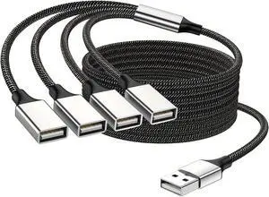 Hannord USB Splitter USB 1 Male to 4 Female USB Hub Extension Cable, USB Splitter Adapter for Mac Macbook,Car,Xbox One Series X/S,Flash Drive,HDD,Laptop 3.3 ft.